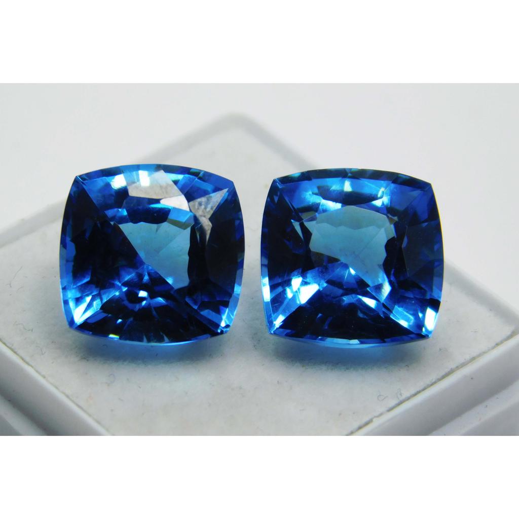 Square Cushion Cut 21.45 Ct Pair Natural CERTIFIED Blue Sapphire Loose Gemstone A-1634