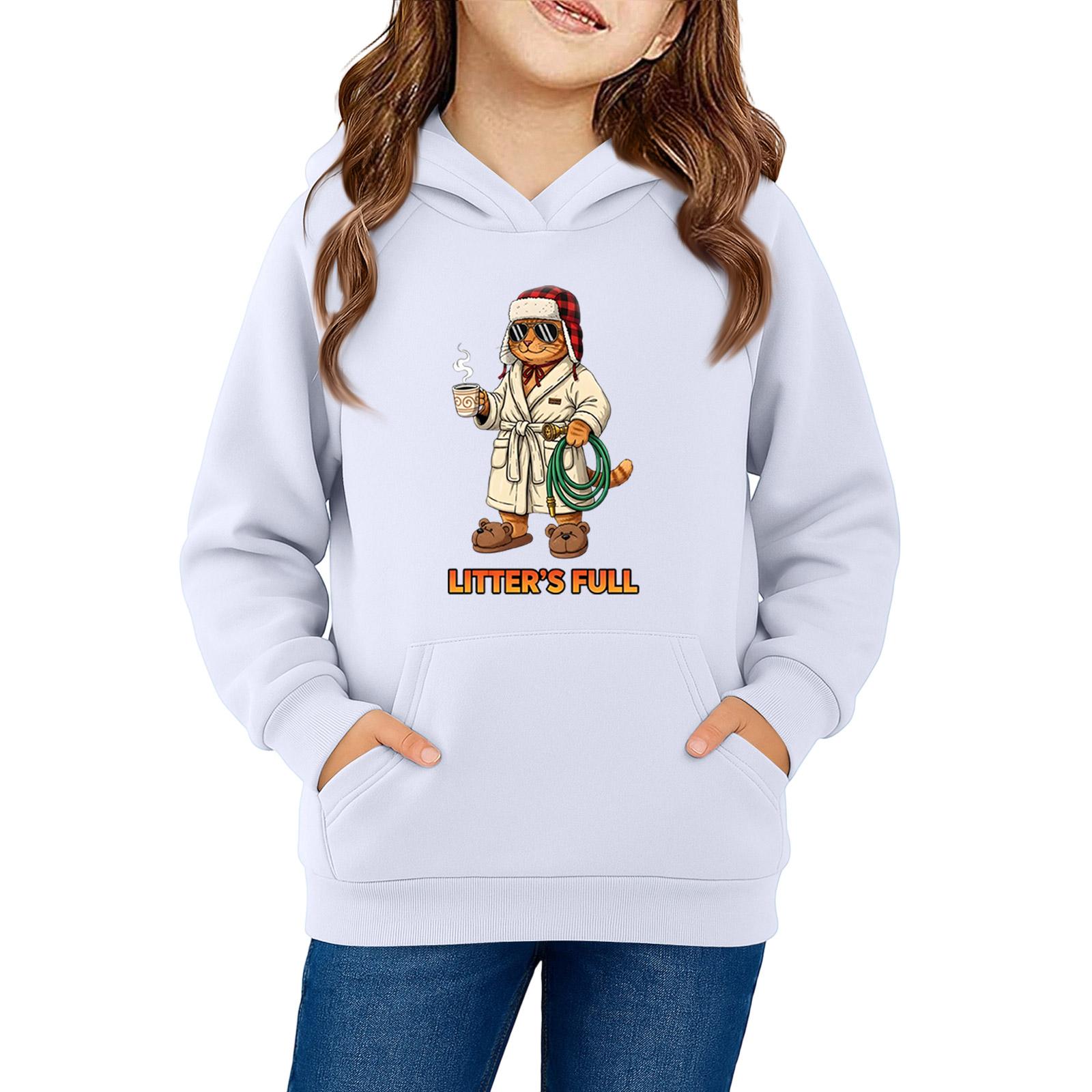 

Толстовки для девочек-подростков, толстовки с длинным рукавом, пуловер с завязками, симпатичная толстовка большого размера 140 белый