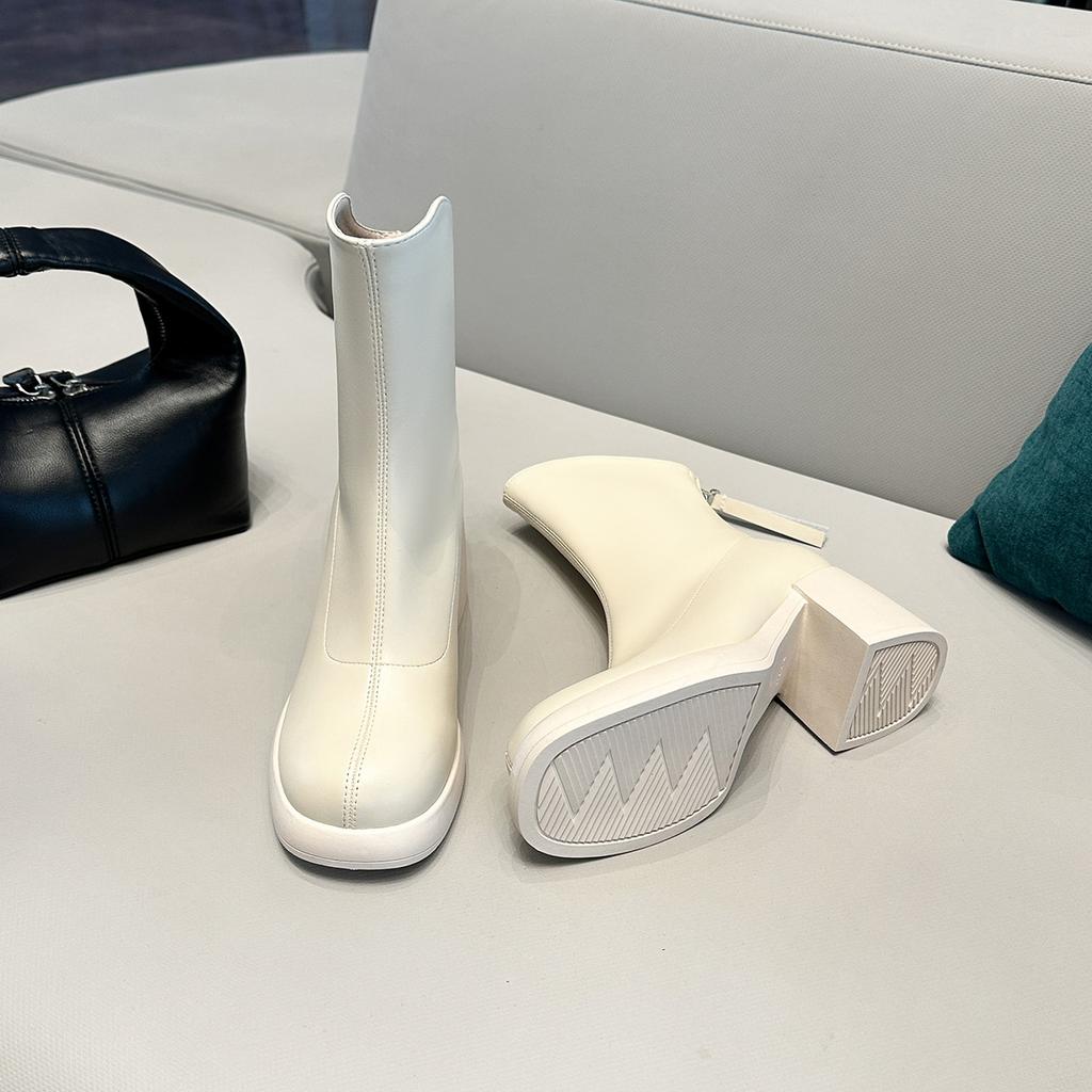 Boots Women'S High Heel Short Boots Women'S Single Boots Thick Heel Skinny Boots Small Martin Boots