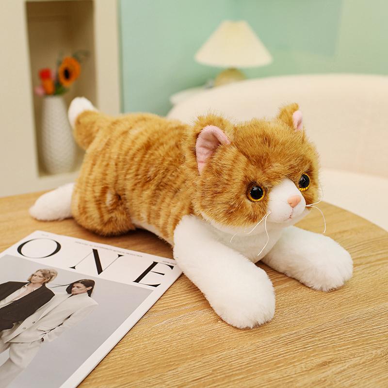 New Cute Simulation Cat Plush Toys Soft Stuffed Yellow or Gray Kitten Model Fake Cat Realist Animals Girls Valentine's Day Gift
