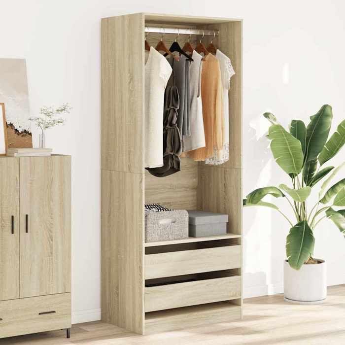 VidaXL Wardrobe Sonoma Oak 80x50x200 Cm Engineered Wood 3307749