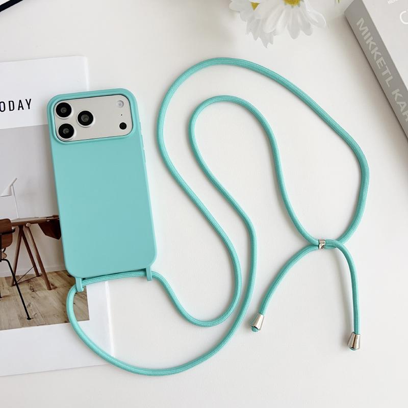 Crossbody Lanyard Flüssigsilikon Handyhülle Für iPhone 17 Pro Max 15 14 13 16 Pro Max Seil Schulter Candy Farbe Weiche Rückseite