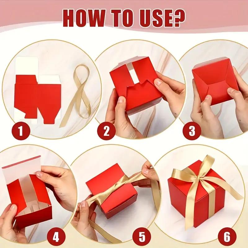 WTEMPO Ribbon Bow Mini Gift Boxes Birthday Wedding Christmas Elegant Party Paper Favor Treat Boxes Ideal for Storing and Gifting Delicate Items