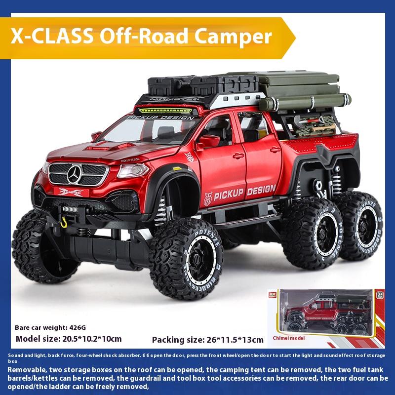 1/28 Scale Mercedes Benz X-Class Exy 6X6 Campervan Off Road Van Alloy Diecast Model Car Trendy Home Furnishings Holiday Gifts for Boys