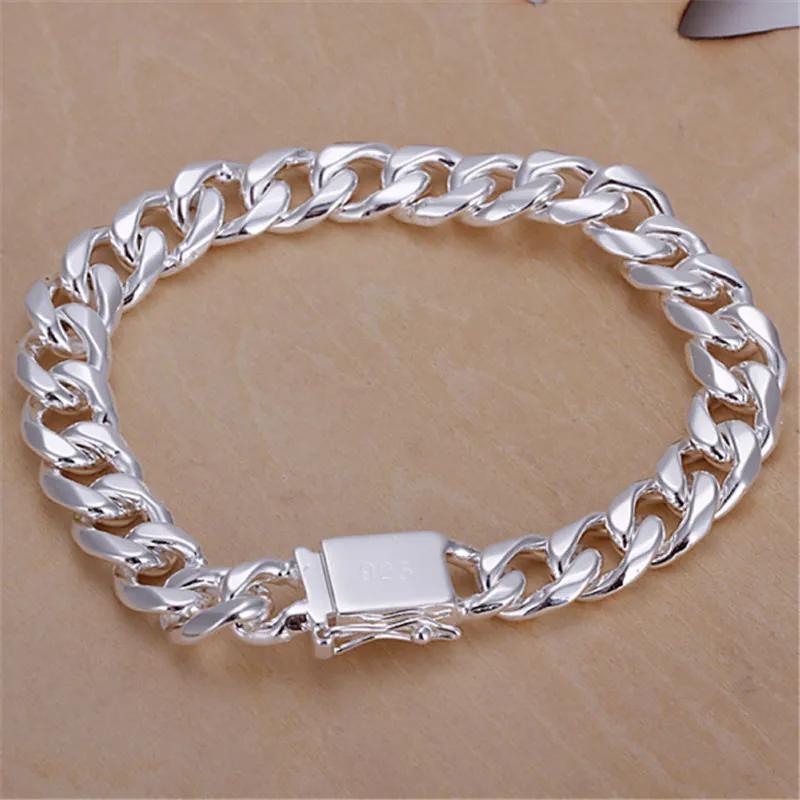 

Lihong 925 Sterling Silver Solid 10mm Chain Bracelet Men Women Chain Noble Wedding Jewelry Fashion Charms Party Birthday Gift серебряный