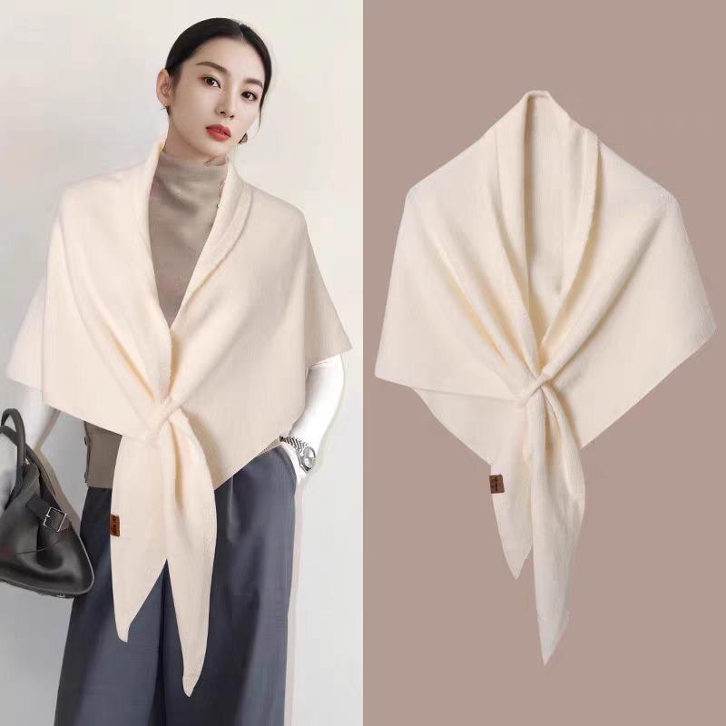 Koreanischer Stil Einfarbiger Strickschal Damen Winter Warm Vielseitiger Nackenwärmer