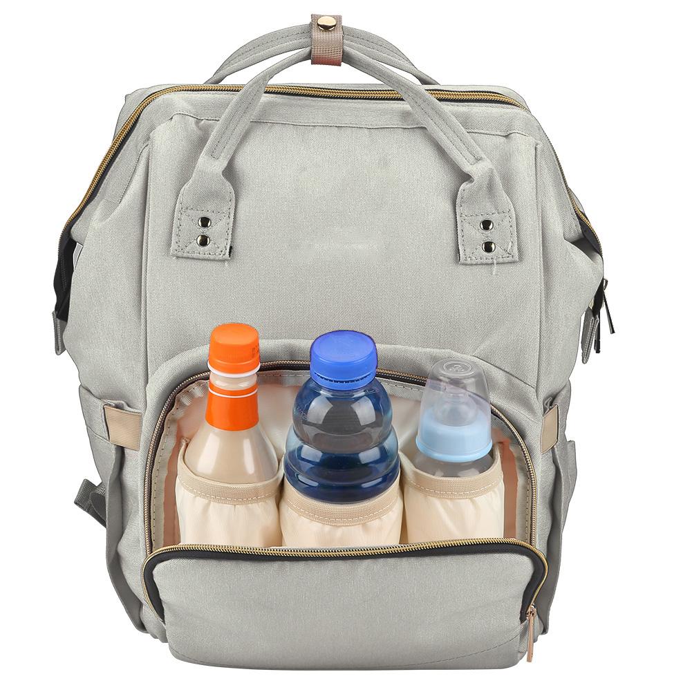 Borsa Pannolini per Bebè con Interfaccia USB Grande Capacità Impermeabile Zaino Fasciatoio Kit Grigio