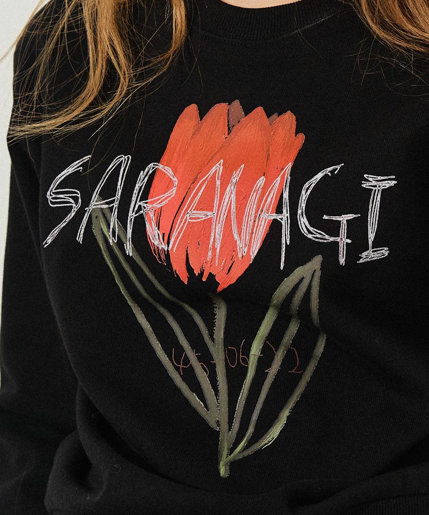 SARANAGI Se05810- Crop Sweatshirt (Black)