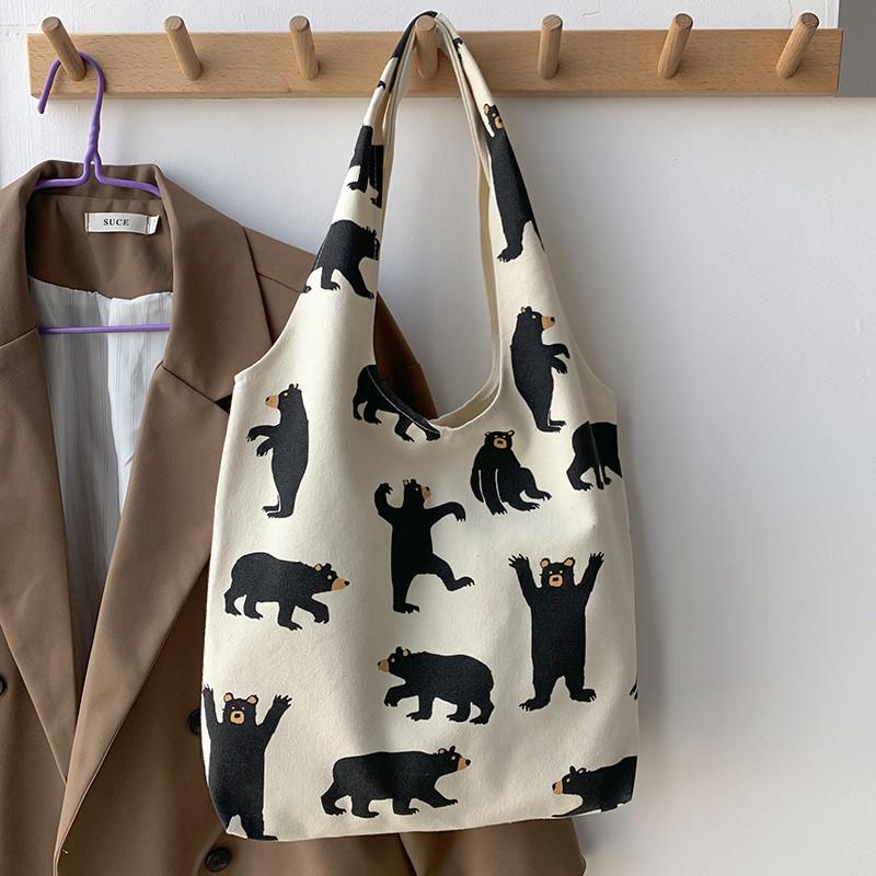 Japanese and Korean Style Canvas Tote Bag - Women's Large Capacity Summer Shoulder Bag for School or Tutoring
