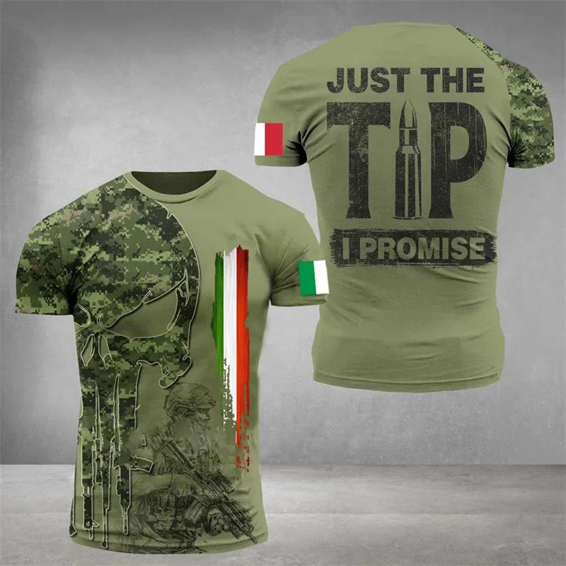 Camouflage Italian Flag Men s Italian 3D Printed T-shirt XXS белый