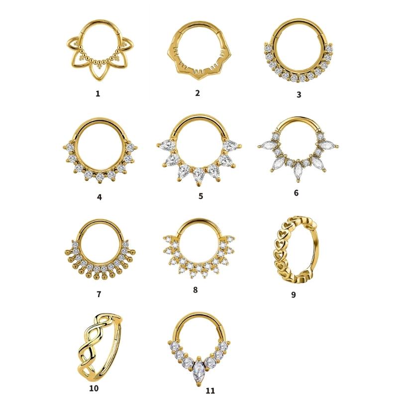 Fashionable Crystal Nose Piercing Ring Jewelry Stainless Steel Accessory for Ear Cartilage Music Festival Accessories