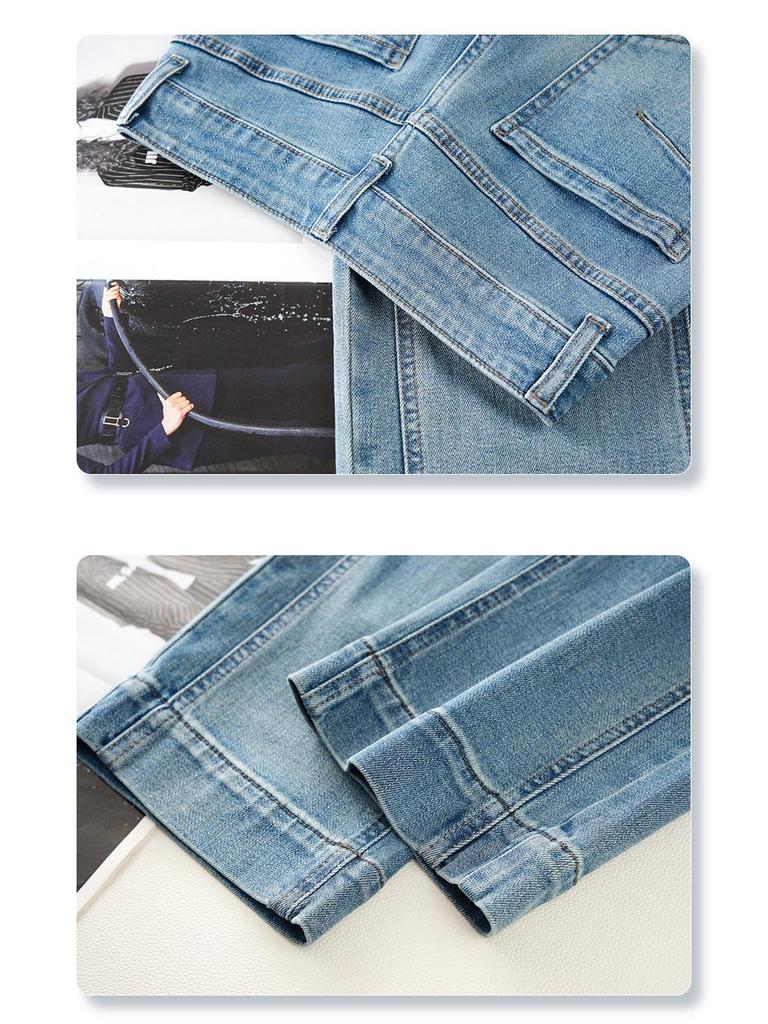 Women's Light Blue High-Waisted Slim-Fit Straight-Leg Jeans - Spring 2025, Pear-Shaped Slimming, Versatile Design