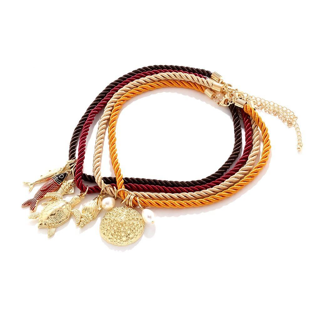 Necklace Set Nylon Rope Necklace Ethnic Style Dopamine Necklace  Women