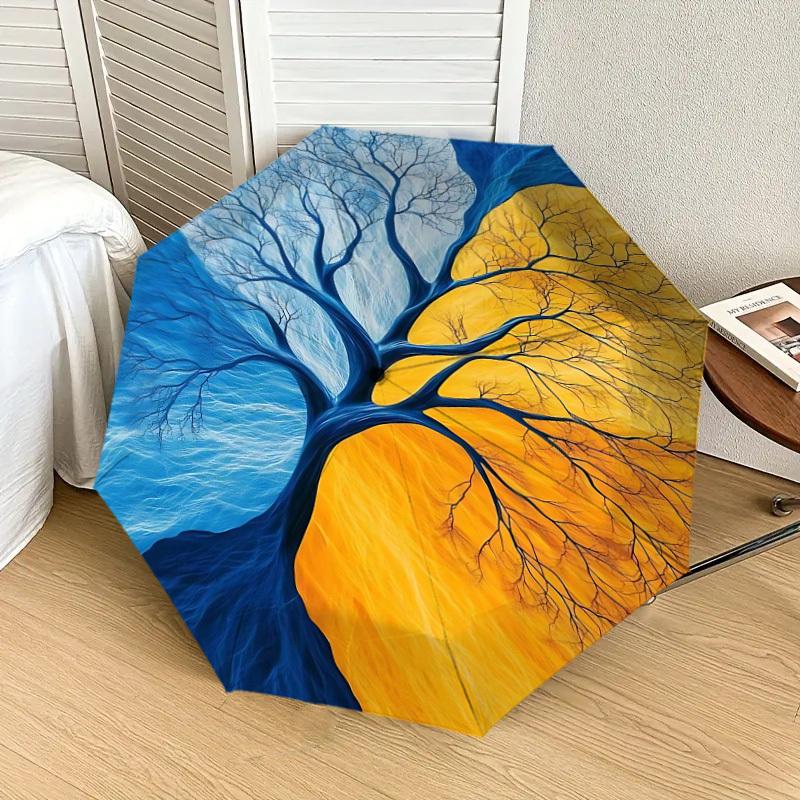 1pc tree of life Pattern Umbrella  Automatic Opening and Closing Umbrella, High quality Umbrella, Ideal Gift for Her 254