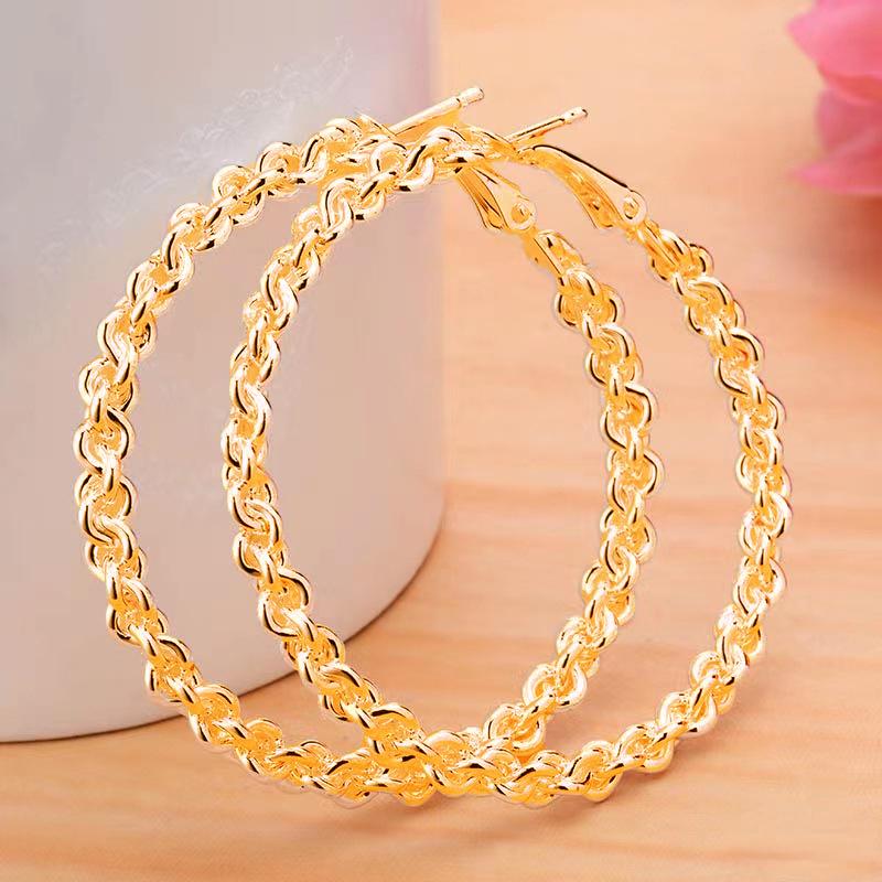 1 Pair Fashionable Twisted Chain Circular Earrings, Personalized and Minimalist Women's Earrings