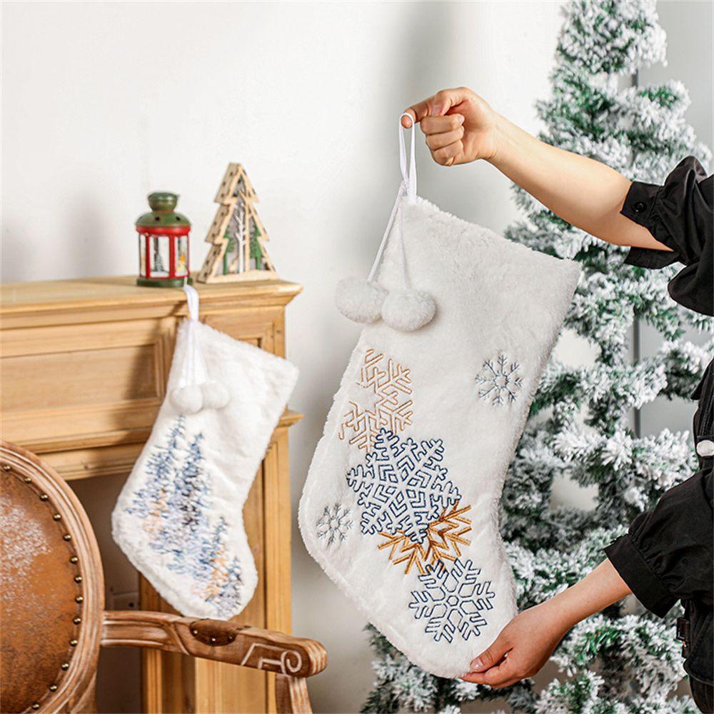 Santa Stockings Xmas Tree Ornament Decorations Xmas Gift Candy Bag Present Pocket Christmas Stocking Sack Hanging Socks