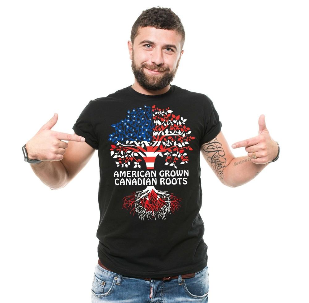 American Grown With Canadian Roots Shirt Canada Day Gift Canadian Gift Shirt Unisex T-Shirt M