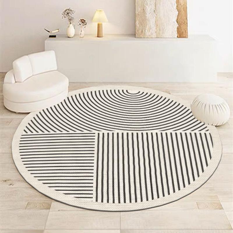 Okrągły Minimalistyczny Dywan z Abstrakcyjnym Geometrycznym Wzorem Kropki i Fali – Nowoczesny Wystrój Domu do Salonu Biura 150cm