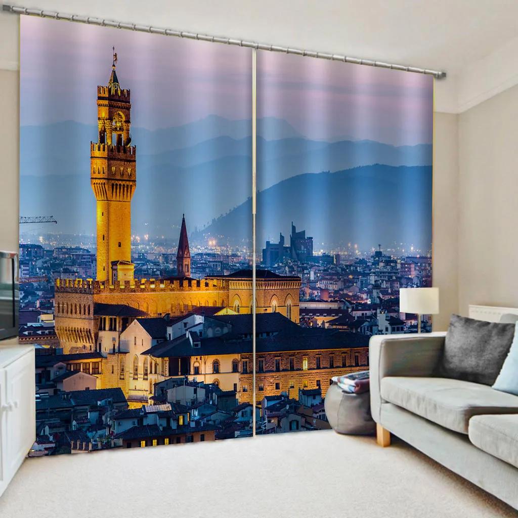City Night Scene Modern Urban Architecture Window Curtains Blinds For Living Room Bedroom Bathroom Kicthen Door Home Decor2Pcs
