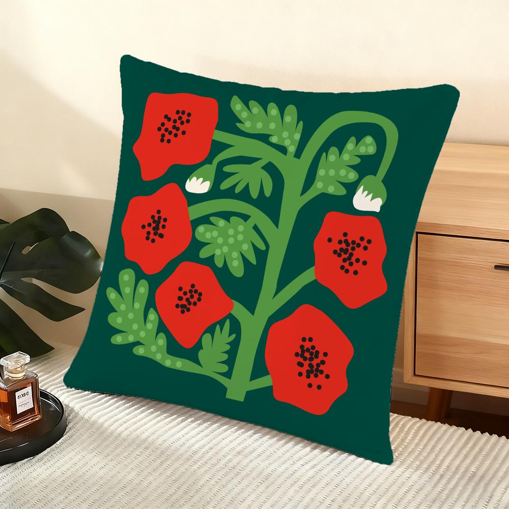 Fashion Flower Cushion Cover Soft Short Plush Pillow Cover Smooth Cozy Texture Aesthetic Cushion Case Home Decor