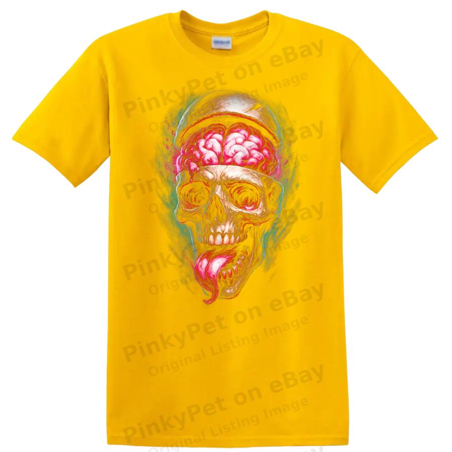 Skull Brain T Shirt Creative Graphic Art Design Cool Horror Tee