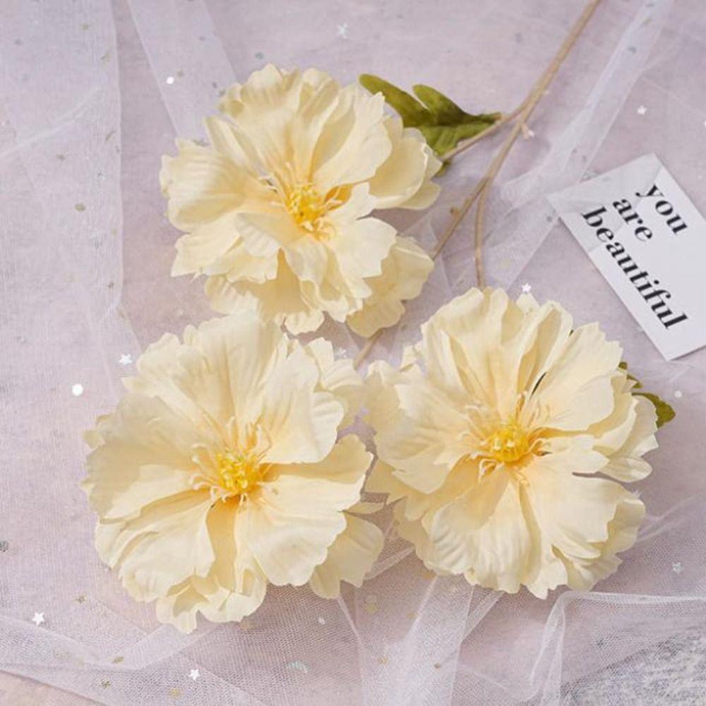 New 3 Heads Artificial Simulation Flowers Bridal Bouquets DIY Silk Flower Bouquet Long Stem Lifelike Flowers Home Decoration