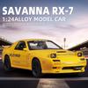 1/24 Mazda RX7 Initial D Diecast Alloy Model Car Metal Sound and Light Model Cars Boys Gifts for Children Hobby Collection