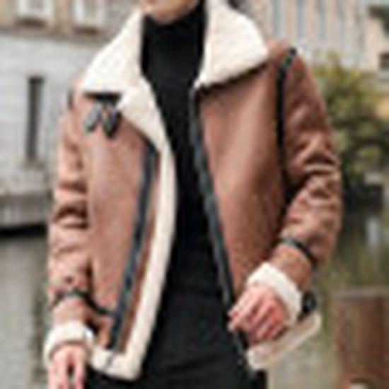 

Men s PU Leather Winter Jacket with Lambswool - 2024 Korean Style Thickened Down Cotton Motorcycle Coat 3XL хакі