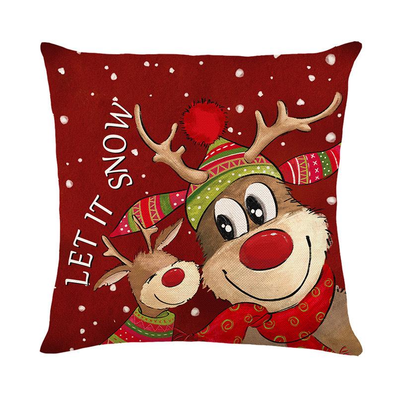 Christmas Pillowcase Decorative Linen Printed Porch Courtyard Sofa Home Decoration Pillowcase