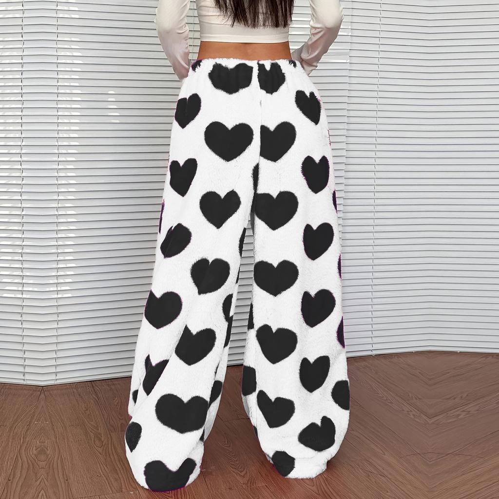 Women's Casual And Fashionable Printed Elastic Waist Loose Wide Leg Pants