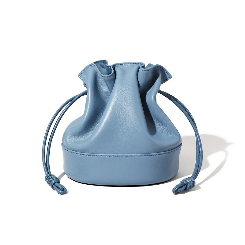 Lambskin Cloud Drawstring Bag: High-End Leather, Large Capacity, Crossbody & Underarm Style