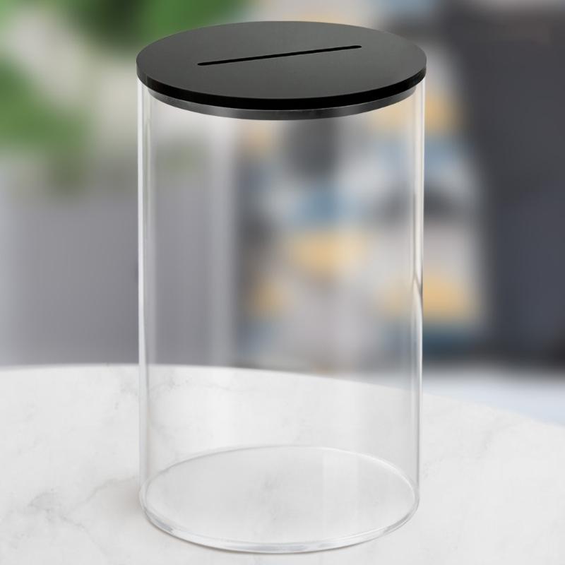 Modern Clear Acrylic Saving Jar Shatterproofs Design Easy Coin Access Safe For Kids Home Office Use