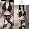 Sexy Lingerie Sexy Three-point Pajamas Sexy Short Female Temptation Neck Deep V Flirting Bed Passion Girl Suit