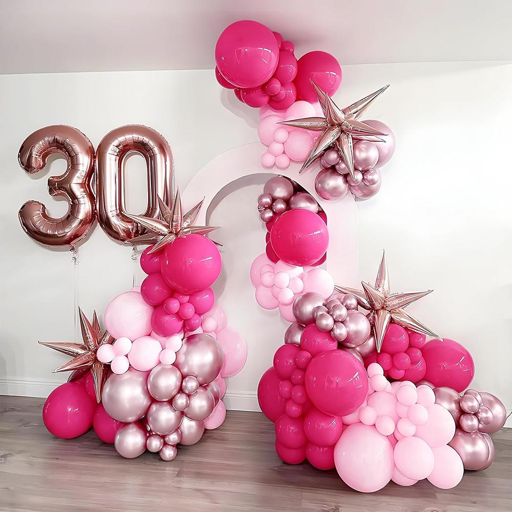 Hot Pink Balloons Garland Pastel Pink Balloon Arch Kit Baby Shower Gender Reveal Wedding Anniversary Birthday Party Decoration
