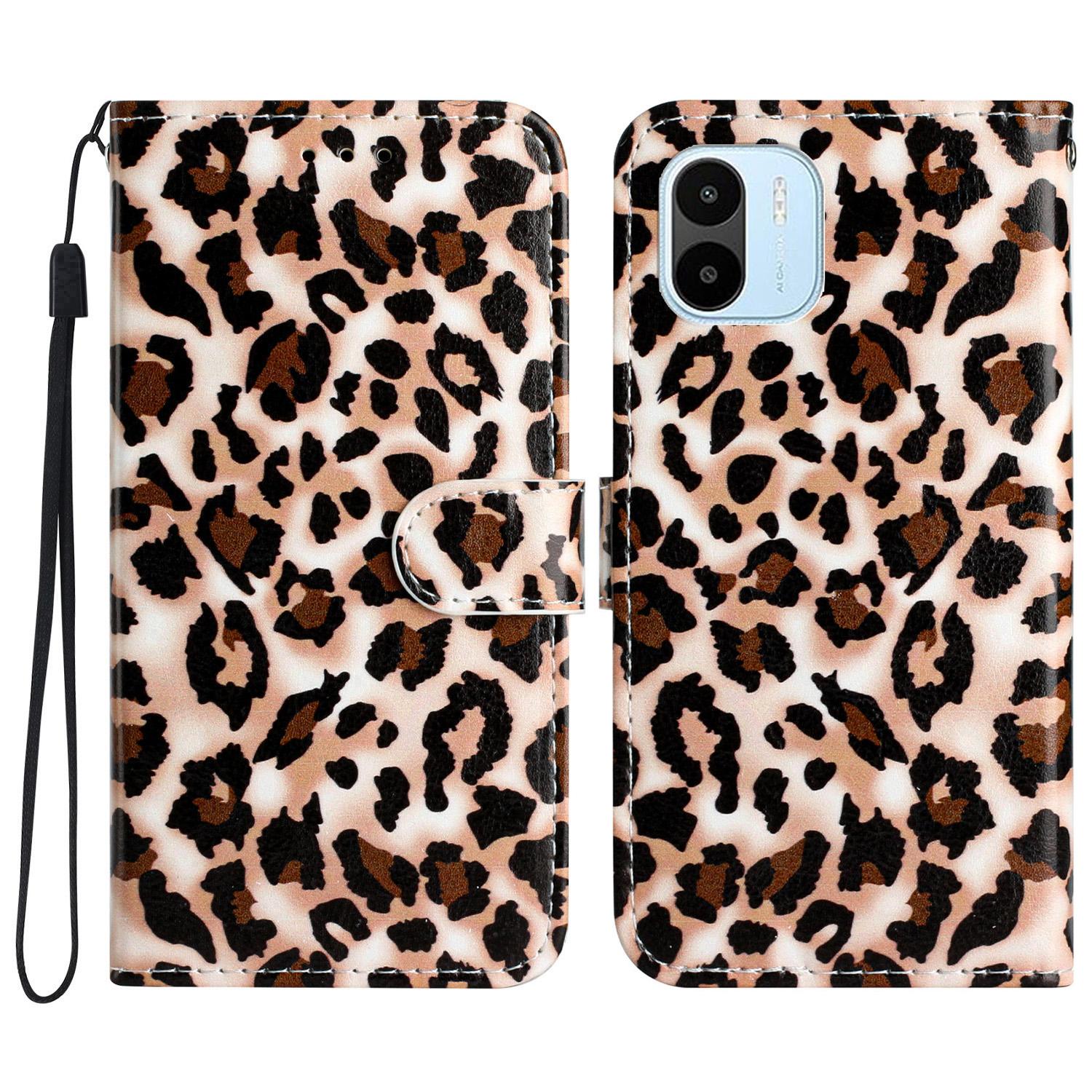 

For Xiaomi Redmi A1 4G/A2 4G Phone Case PU Leather Pattern Printing Stand Wallet Flip Cover Leopard Print
