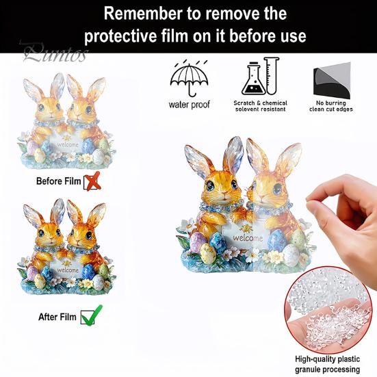 Пасхальный кролик, украшение 2D, плоское акриловое украшение, мультяшный красочный пасхальный кролик, яйцо, настольное украшение для пасхального каминного стола, центральное украшение