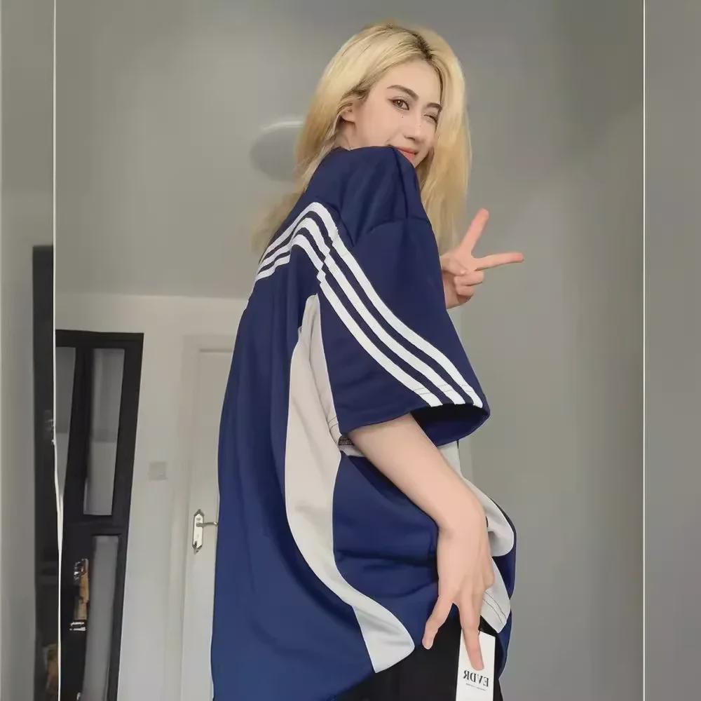 Men's American Style V-Neck Embroidered Short-Sleeve Jersey Tee - Summer Casual & Handsome