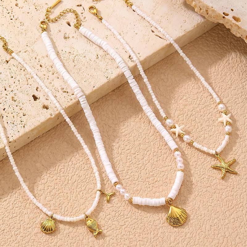 Geometric Starfish Pendant Necklace For Women With Zinc Alloy Chain Summer Fashion