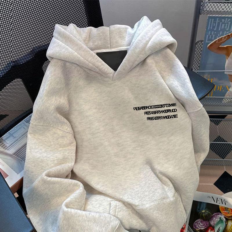 Autumn and winter new American fashion hooded casual sweater men's loose velvet thickened versatile women