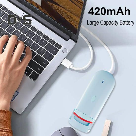 Heated Eyelash Curler Electric Eye Lash Curlers with Built-in Curved Comb Silicone Pad Rechargeable Quick Natural Curling Professional Eyelash