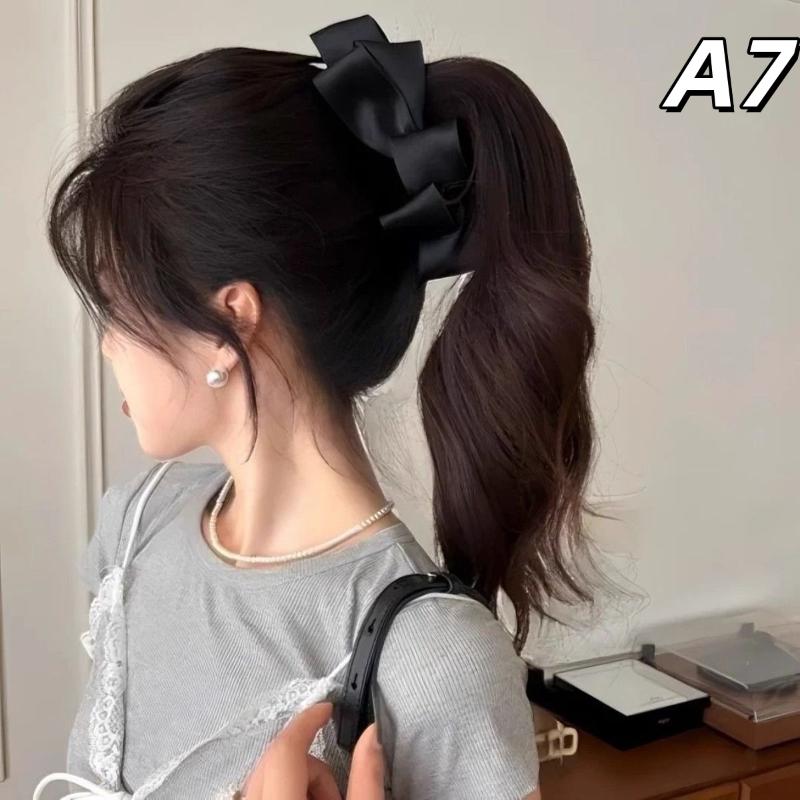 Bow Hair Claw Clip Solid Color Black White Hair Shark Grab Clip Hair Style Tools Hair Accessories For Women Girl