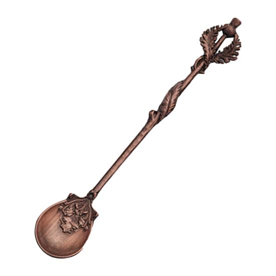 

Ложка для перемешивания, креативный дизайн, винтажные элегантные мини-королевские стильные ложки из цинкового сплава, резные фруктовые десертные ложки для дома дубильная кора