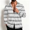 Veste chemise rayée décontractée pour homme Coupe ample Respirante Col rabattu pour le printemps et l'automne