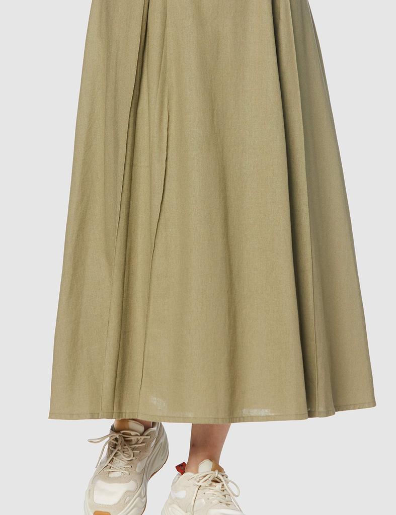 Freeze Mart Women's Back Lace-Up Maxi Jumper Skirt, Khaki, Japan, Free Size