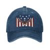USA Th Anniversary American Baseball Caps Casual Distressed Denim Washed Sun Cap for Unisex Women Outdoor Adjustable Fit Cap