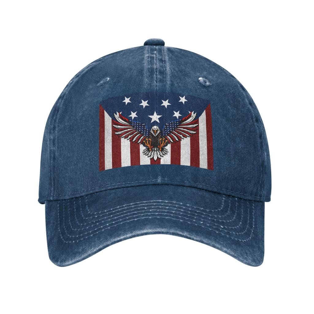 USA Th Anniversary American Baseball Caps Casual Distressed Denim Washed Sun Cap for Unisex Women Outdoor Adjustable Fit Cap