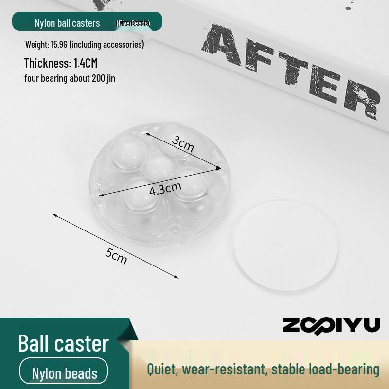 Universal Adhesive Caster Wheels, Silent, Wear-Resistant, Punch-Free Ball Bearings, Thickened Base for Household Use