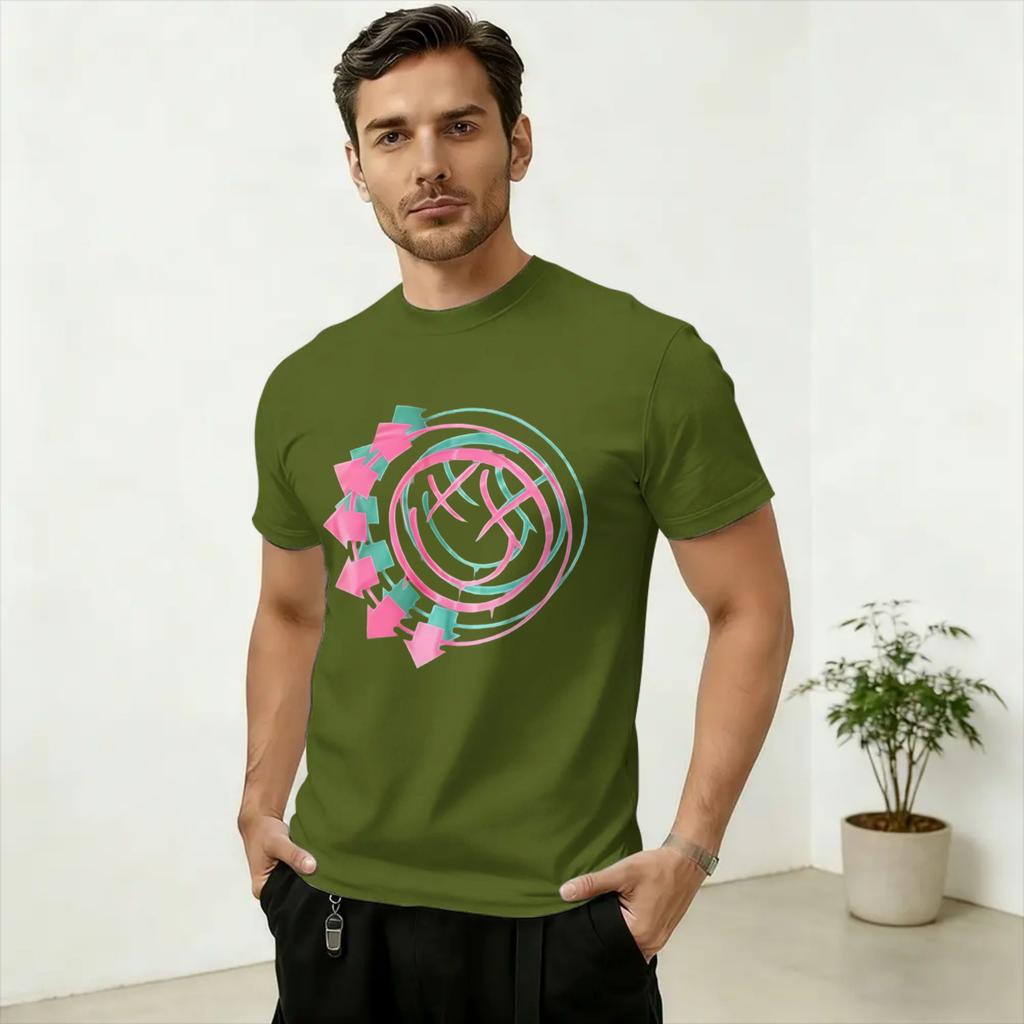 Band B-Blinks182s Unisex's T Shirts Vintage Tees Short Sleeve Round Collar T-Shirts Cotton Gift Clothing