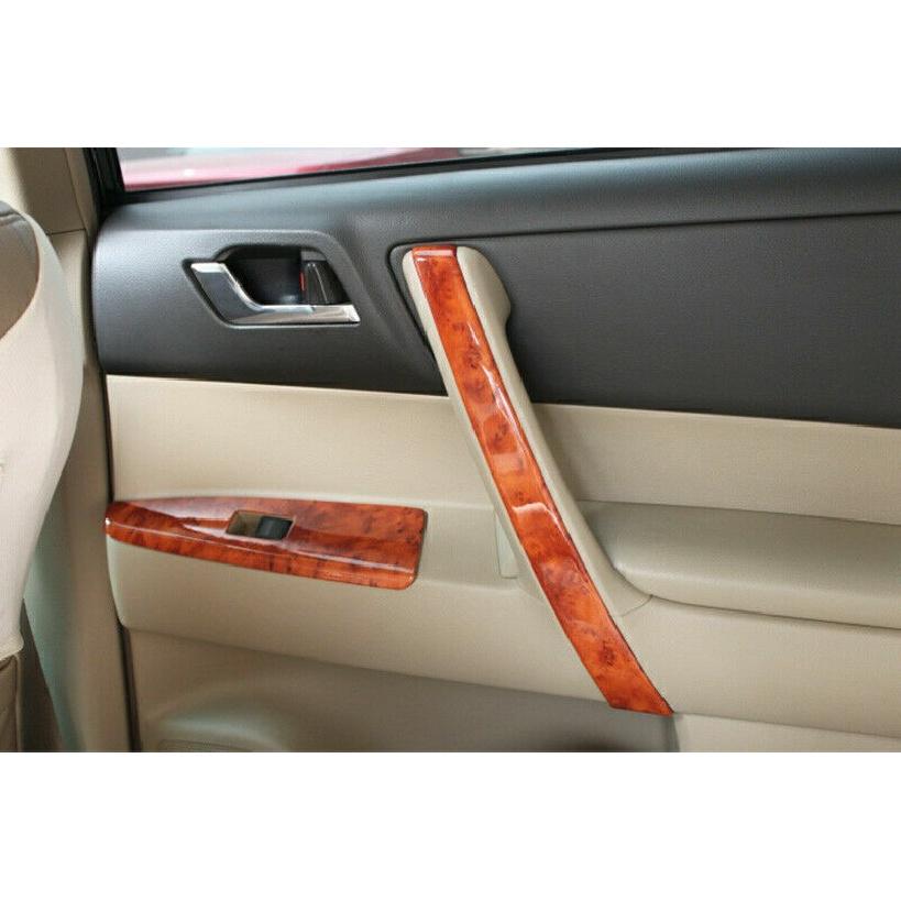 For Toyota Highlander 2008-2013 Peach Wood Grain Inner Door Panel Strip Trim 4PC
