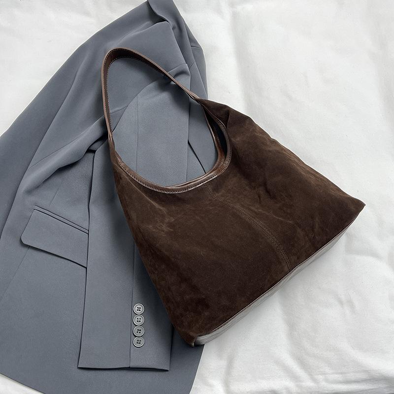 Handbag Solid Color Retro Simple Fashion Shoulder Bag Casual Texture Fashionable Large Capacity Tote Bag